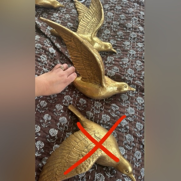 Elegant Gold Flying Bird Wall Art Set - Picture 2 of 6